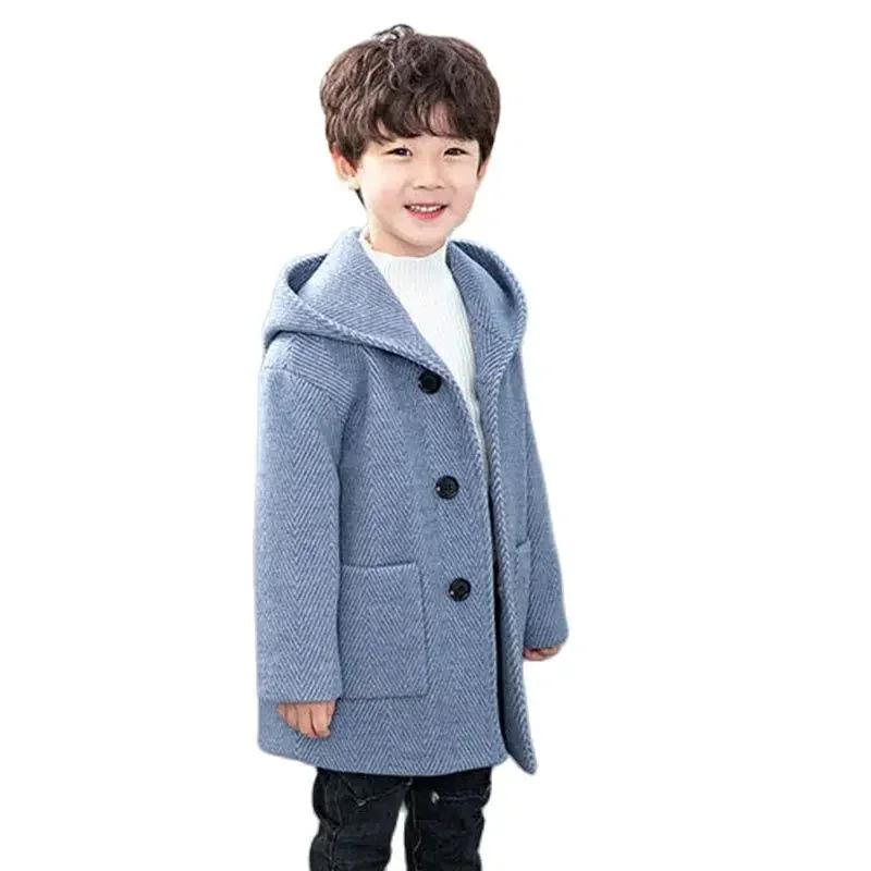Chaqueta de lana gruesa para nieno, abrigo de longden media, ropa informal para mantener el calor, moda coreana, nov